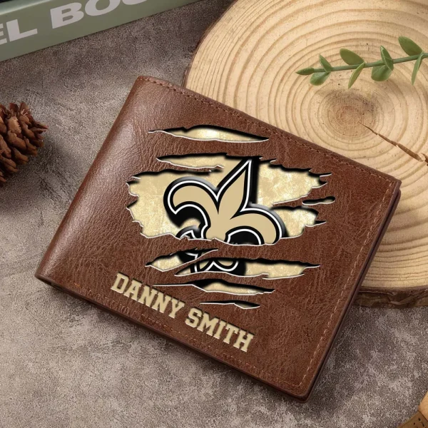 New Orleans Saints Men Leather Horizontal Wallet For Fans, Gifts For Football Lovers SPTLHTW055 - Image 4