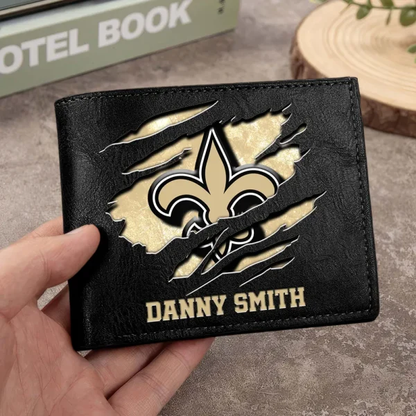 New Orleans Saints Men Leather Horizontal Wallet For Fans, Gifts For Football Lovers SPTLHTW055 - Image 8