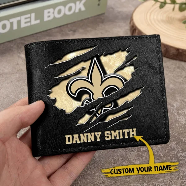 New Orleans Saints Men Leather Horizontal Wallet For Fans, Gifts For Football Lovers SPTLHTW055