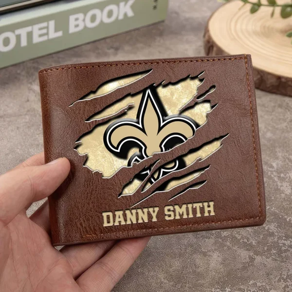 New Orleans Saints Men Leather Horizontal Wallet For Fans, Gifts For Football Lovers SPTLHTW055 - Image 9