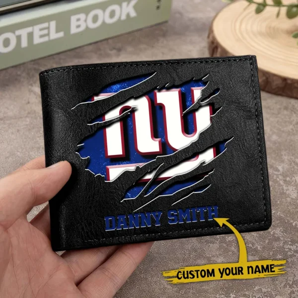 New York Giants Men Leather Horizontal Wallet For Fans, Gifts For Football Lovers SPTLHTW056