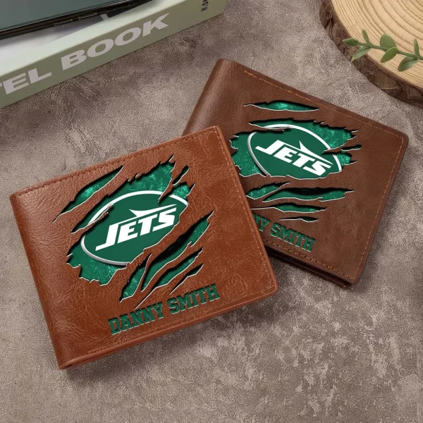 New York Jets Men Leather Horizontal Wallet For Fans, Gifts For Football Lovers SPTLHTW057 - Image 2