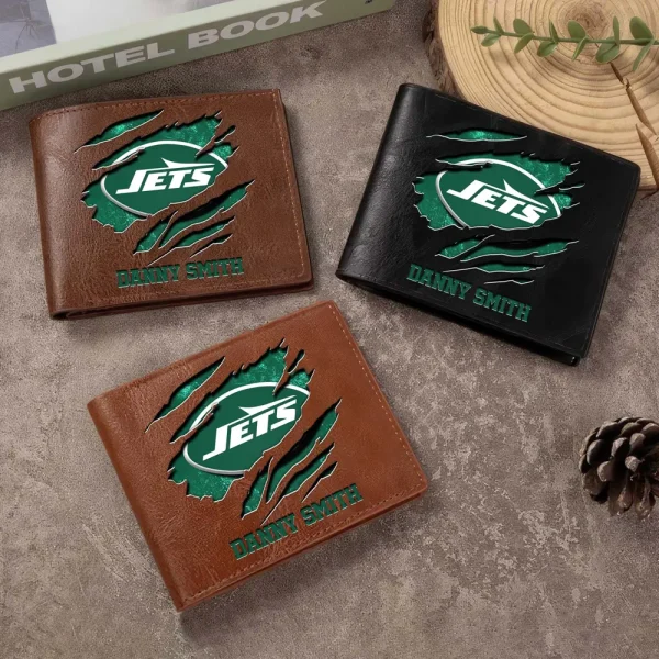 New York Jets Men Leather Horizontal Wallet For Fans, Gifts For Football Lovers SPTLHTW057 - Image 7