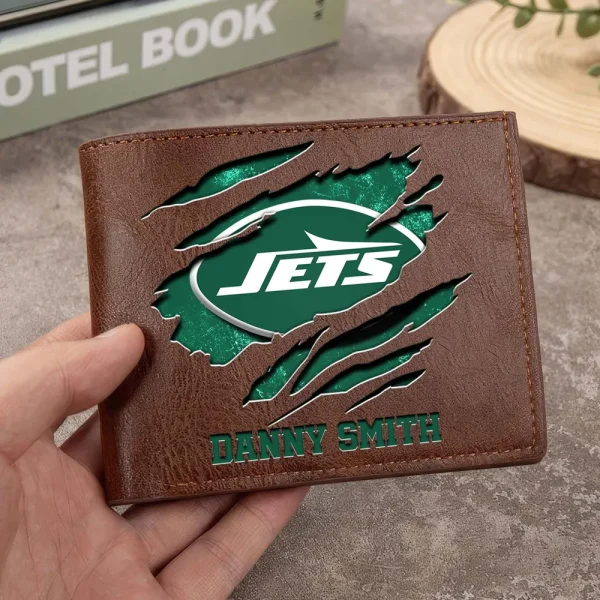 New York Jets Men Leather Horizontal Wallet For Fans, Gifts For Football Lovers SPTLHTW057 - Image 8
