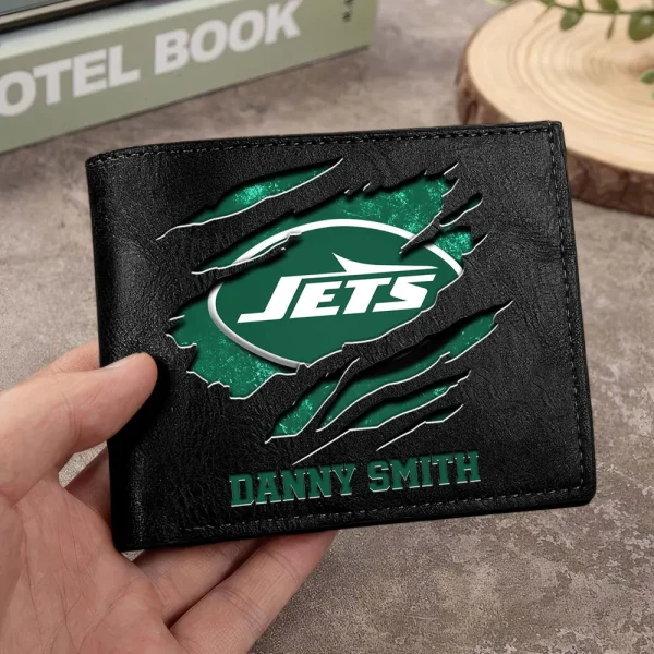 New York Jets Men Leather Horizontal Wallet For Fans, Gifts For Football Lovers SPTLHTW057 - Image 9