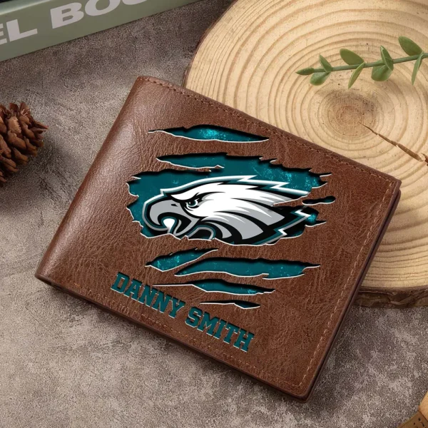 Philadelphia Eagles Men Leather Horizontal Wallet For Fans, Gifts For Football Lovers SPTLHTW058 - Image 2
