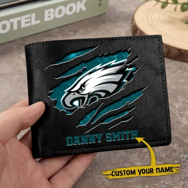 Philadelphia Eagles Men Leather Horizontal Wallet For Fans, Gifts For Football Lovers SPTLHTW058