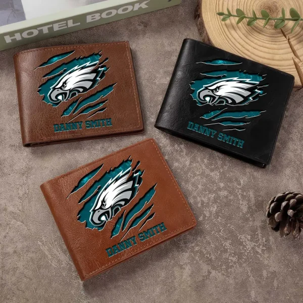 Philadelphia Eagles Men Leather Horizontal Wallet For Fans, Gifts For Football Lovers SPTLHTW058 - Image 7