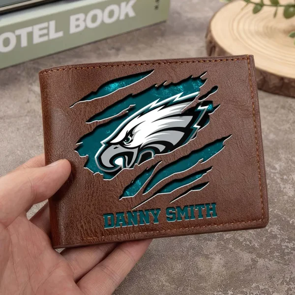 Philadelphia Eagles Men Leather Horizontal Wallet For Fans, Gifts For Football Lovers SPTLHTW058 - Image 8