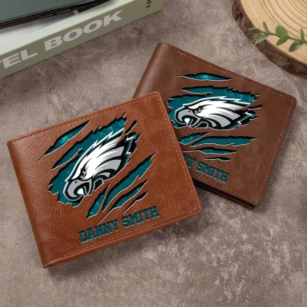 Philadelphia Eagles Men Leather Horizontal Wallet For Fans, Gifts For Football Lovers SPTLHTW058 - Image 9