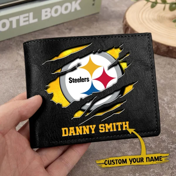 Pittsburgh Steelers Men Leather Horizontal Wallet For Fans, Gifts For Football Lovers SPTLHTW059