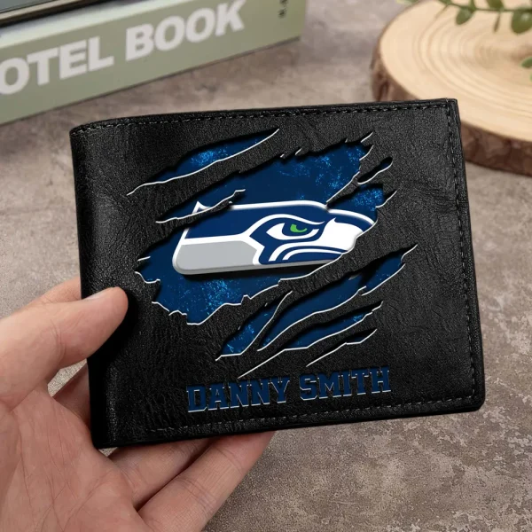 Seattle Seahawks Men Leather Horizontal Wallet For Fans, Gifts For Football Lovers SPTLHTW061 - Image 8
