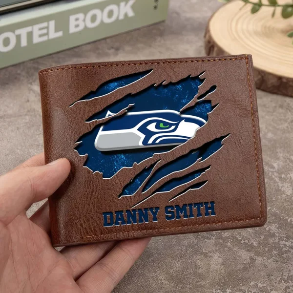 Seattle Seahawks Men Leather Horizontal Wallet For Fans, Gifts For Football Lovers SPTLHTW061 - Image 9