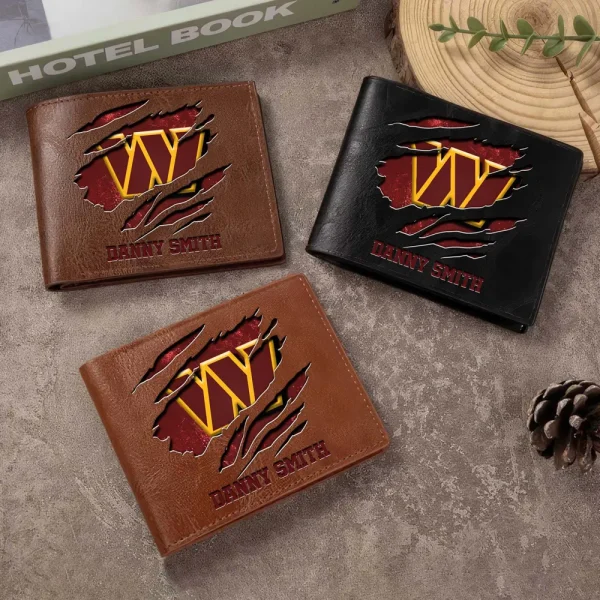 Washington Commanders Men Leather Horizontal Wallet For Fans, Gifts For Football Lovers SPTLHTW064 - Image 5