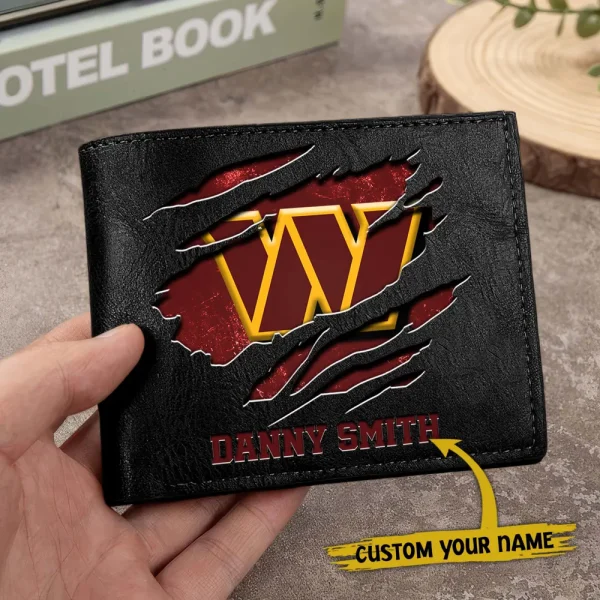Washington Commanders Men Leather Horizontal Wallet For Fans, Gifts For Football Lovers SPTLHTW064
