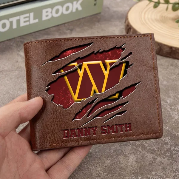 Washington Commanders Men Leather Horizontal Wallet For Fans, Gifts For Football Lovers SPTLHTW064 - Image 9