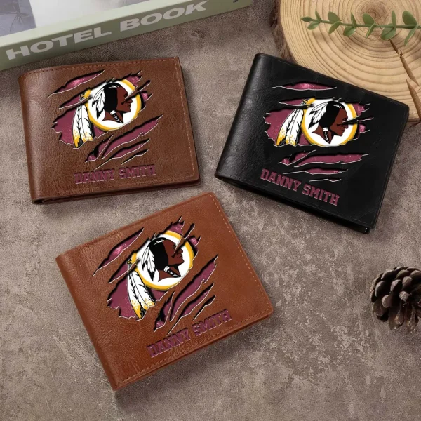 Washington Redskins Men Leather Horizontal Wallet For Fans, Gifts For Football Lovers SPTLHTW065 - Image 2
