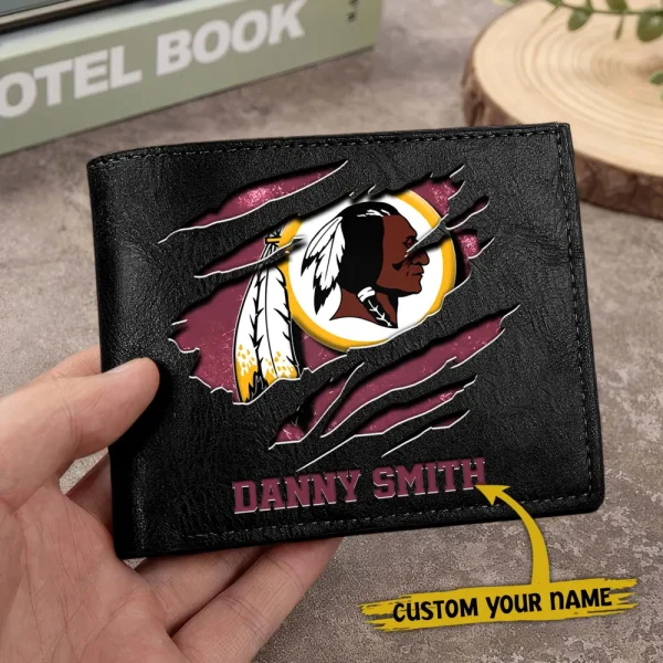 Washington Redskins Men Leather Horizontal Wallet For Fans, Gifts For Football Lovers SPTLHTW065