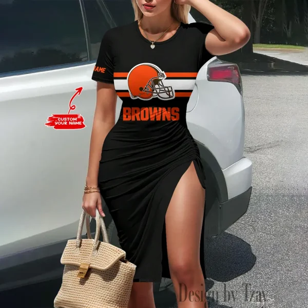 Cleveland Browns Women's Slit Bodycon Dress New 2025 S9SBD108