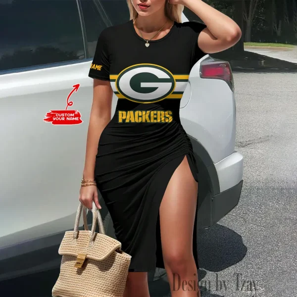 Green Bay Packers Women's Slit Bodycon Dress New 2025 S9SBD112