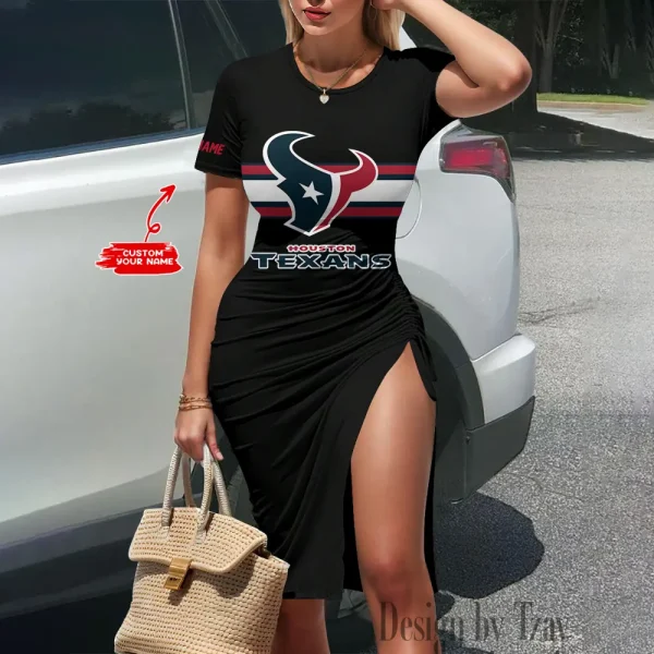 Houston Texans Women's Slit Bodycon Dress New 2025 S9SBD113