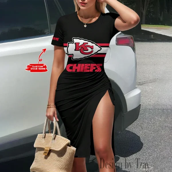 Kansas City Chiefs Women's Slit Bodycon Dress New 2025 S9SBD116