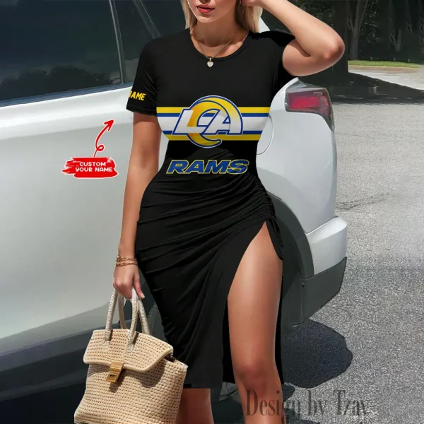 Los Angeles Rams Women's Slit Bodycon Dress New 2025 S9SBD119