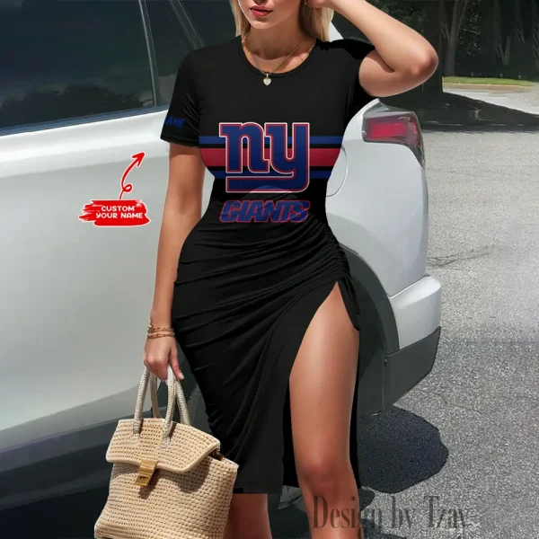 New York Giants Women's Slit Bodycon Dress New 2025 S9SBD124