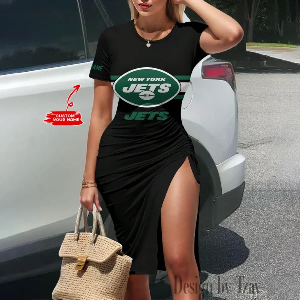 New York Jets Women's Slit Bodycon Dress New 2025 S9SBD125