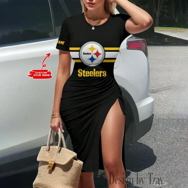 Pittsburgh Steelers Women's Slit Bodycon Dress New 2025 S9SBD127
