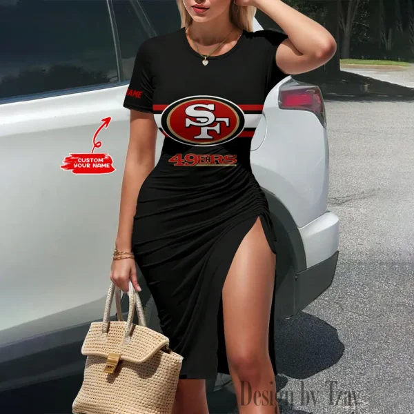 San Francisco 49ers Women's Slit Bodycon Dress New 2025 S9SBD128