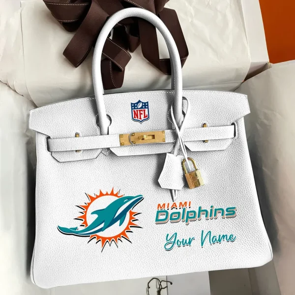 Miami Dolphins Deluxe Handbag For Women Custom Your Name 2025 Versions, Sport Deluxe Handbag SPTSDB020