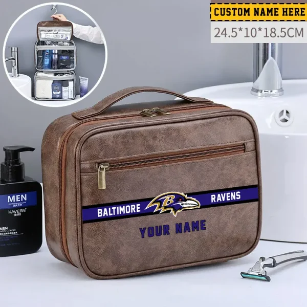 Baltimore Ravens Leather Wash Bag Travel Business Trips 2025 SPTMLWBTBT035