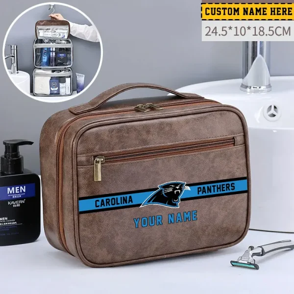 Carolina Panthers Leather Wash Bag Travel Business Trips 2025 SPTMLWBTBT037