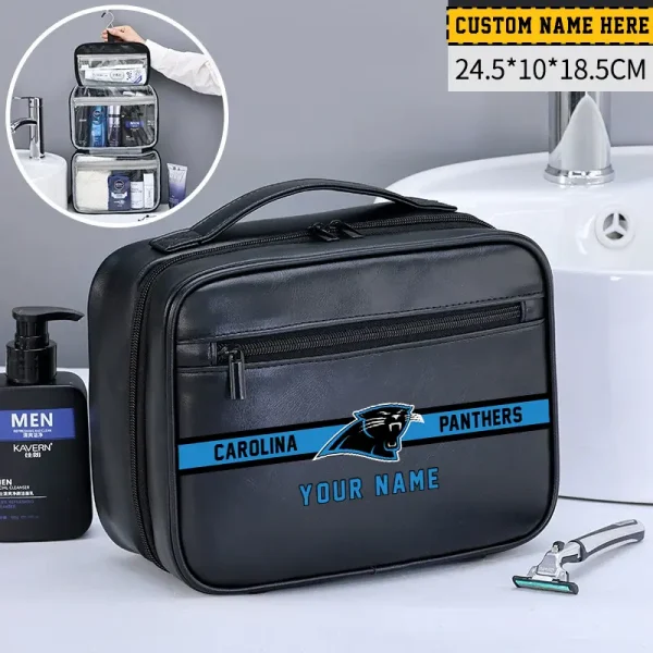 Carolina Panthers Leather Wash Bag Travel Business Trips 2025 SPTMLWBTBT037 - Image 2