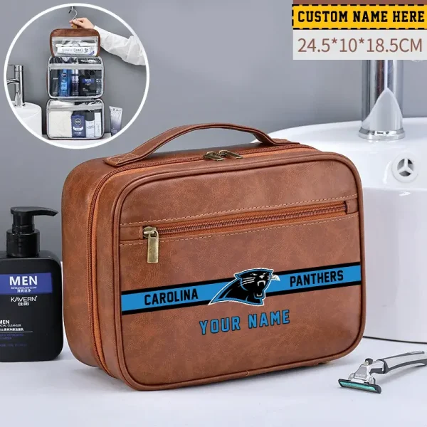 Carolina Panthers Leather Wash Bag Travel Business Trips 2025 SPTMLWBTBT037 - Image 3