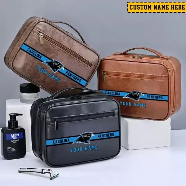 Carolina Panthers Leather Wash Bag Travel Business Trips 2025 SPTMLWBTBT037 - Image 4