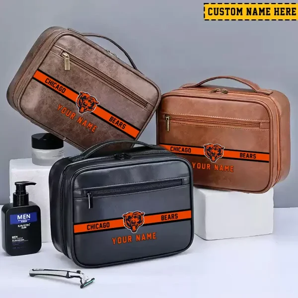 Chicago Bears Leather Wash Bag Travel Business Trips 2025 SPTMLWBTBT038