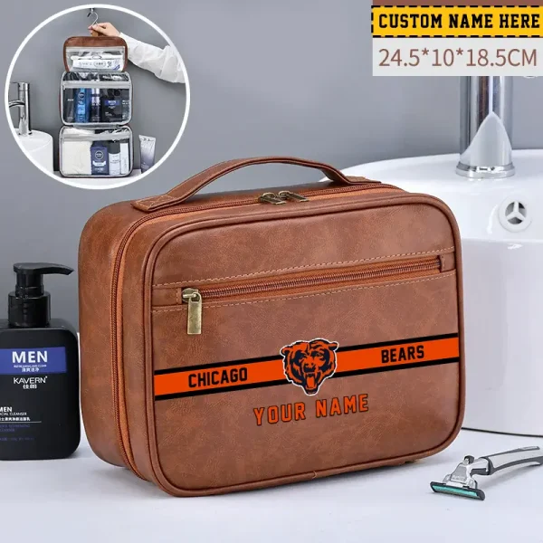 Chicago Bears Leather Wash Bag Travel Business Trips 2025 SPTMLWBTBT038 - Image 2