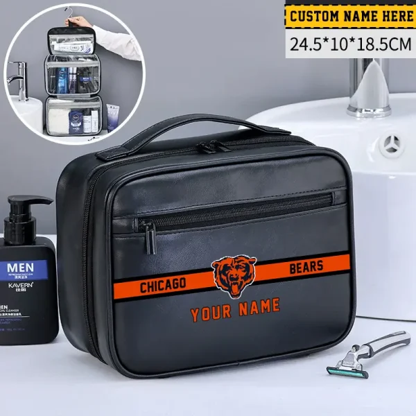 Chicago Bears Leather Wash Bag Travel Business Trips 2025 SPTMLWBTBT038 - Image 3