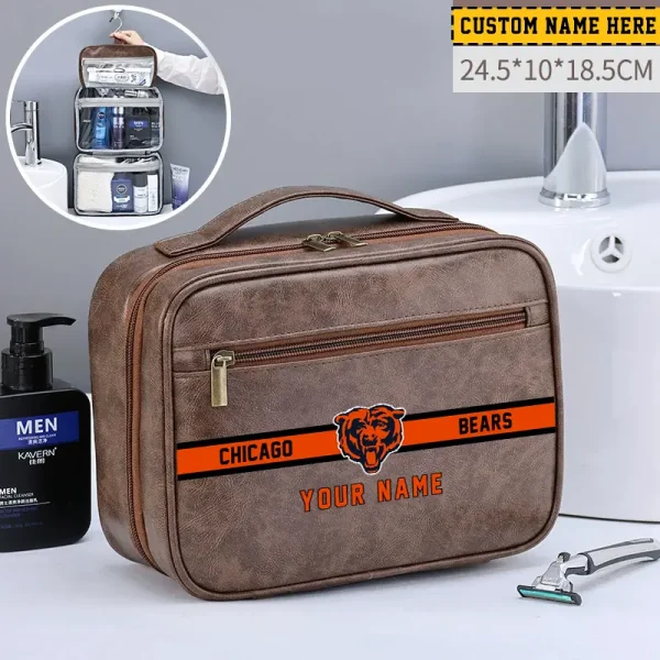 Chicago Bears Leather Wash Bag Travel Business Trips 2025 SPTMLWBTBT038 - Image 5