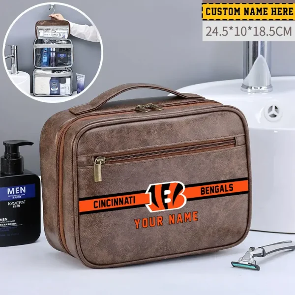 Cincinnati Bengals Leather Wash Bag Travel Business Trips 2025 SPTMLWBTBT039