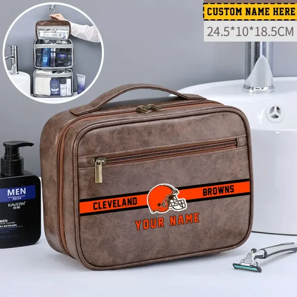 Cleveland Browns Leather Wash Bag Travel Business Trips 2025 SPTMLWBTBT040