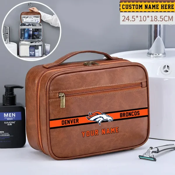 Denver Broncos Leather Wash Bag Travel Business Trips 2025 SPTMLWBTBT042 - Image 2