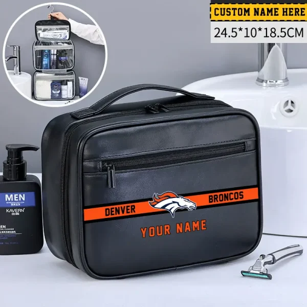 Denver Broncos Leather Wash Bag Travel Business Trips 2025 SPTMLWBTBT042 - Image 3