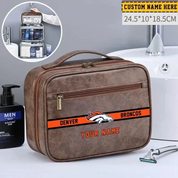 Denver Broncos Leather Wash Bag Travel Business Trips 2025 SPTMLWBTBT042 - Image 5