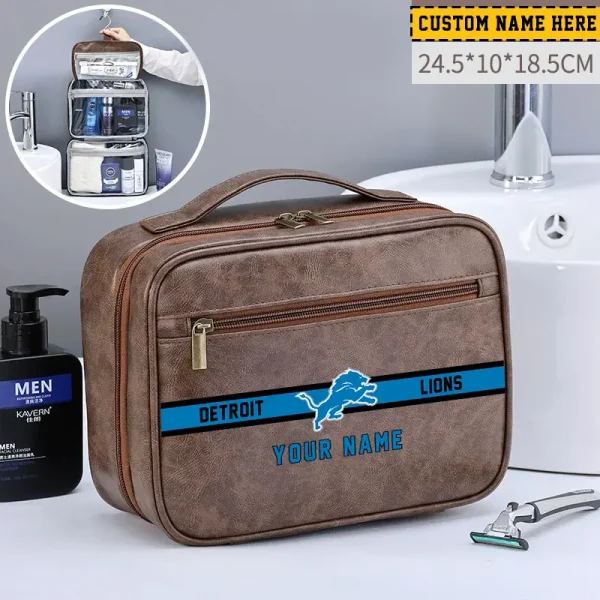 Detroit Lions Leather Wash Bag Travel Business Trips 2025 SPTMLWBTBT043