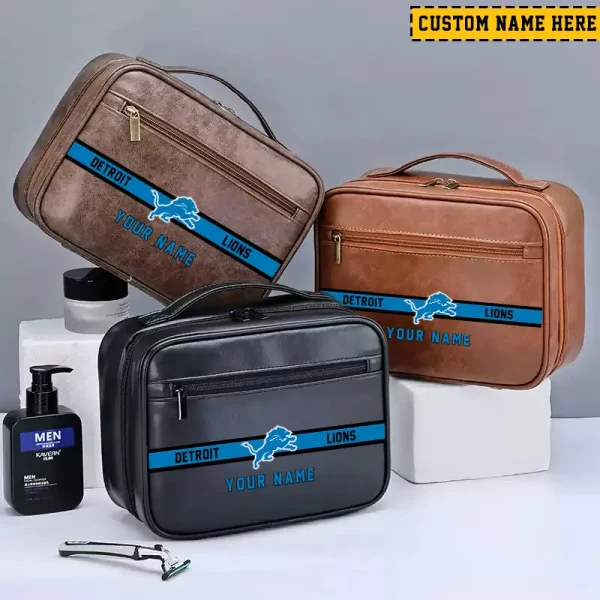 Detroit Lions Leather Wash Bag Travel Business Trips 2025 SPTMLWBTBT043 - Image 4