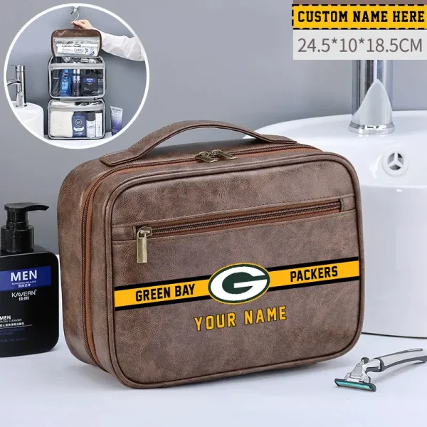 Green Bay Packers Leather Wash Bag Travel Business Trips 2025 SPTMLWBTBT044