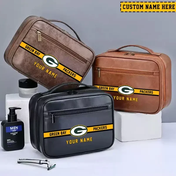 Green Bay Packers Leather Wash Bag Travel Business Trips 2025 SPTMLWBTBT044 - Image 2